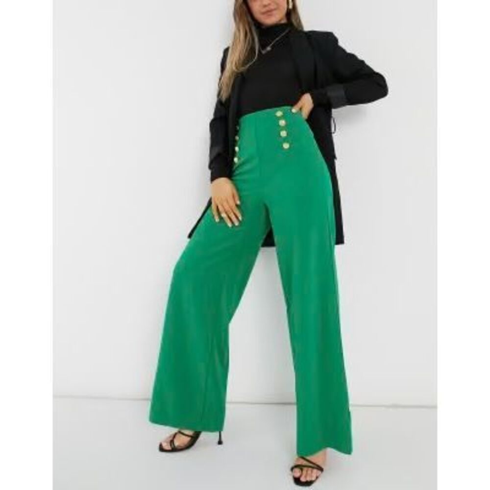 Olivia Sky Flounce London wide leg button